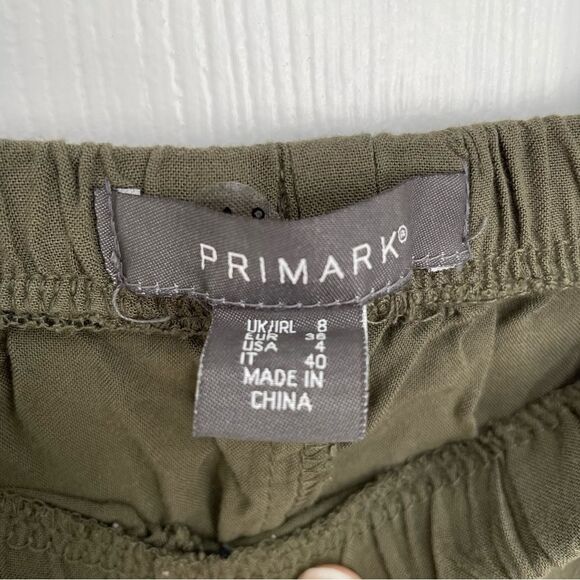 Primark Olive Army Green Cloth Elastic Waist Shorts Women’s Size 4 - Picture 4 of 6